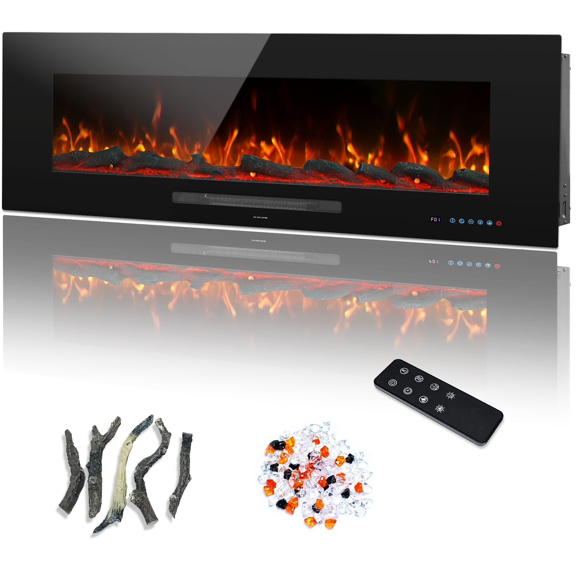 WMDR Series 50" Electric Fireplace | Recessed & Wall Mounted Heater with 13 Flame Colors
