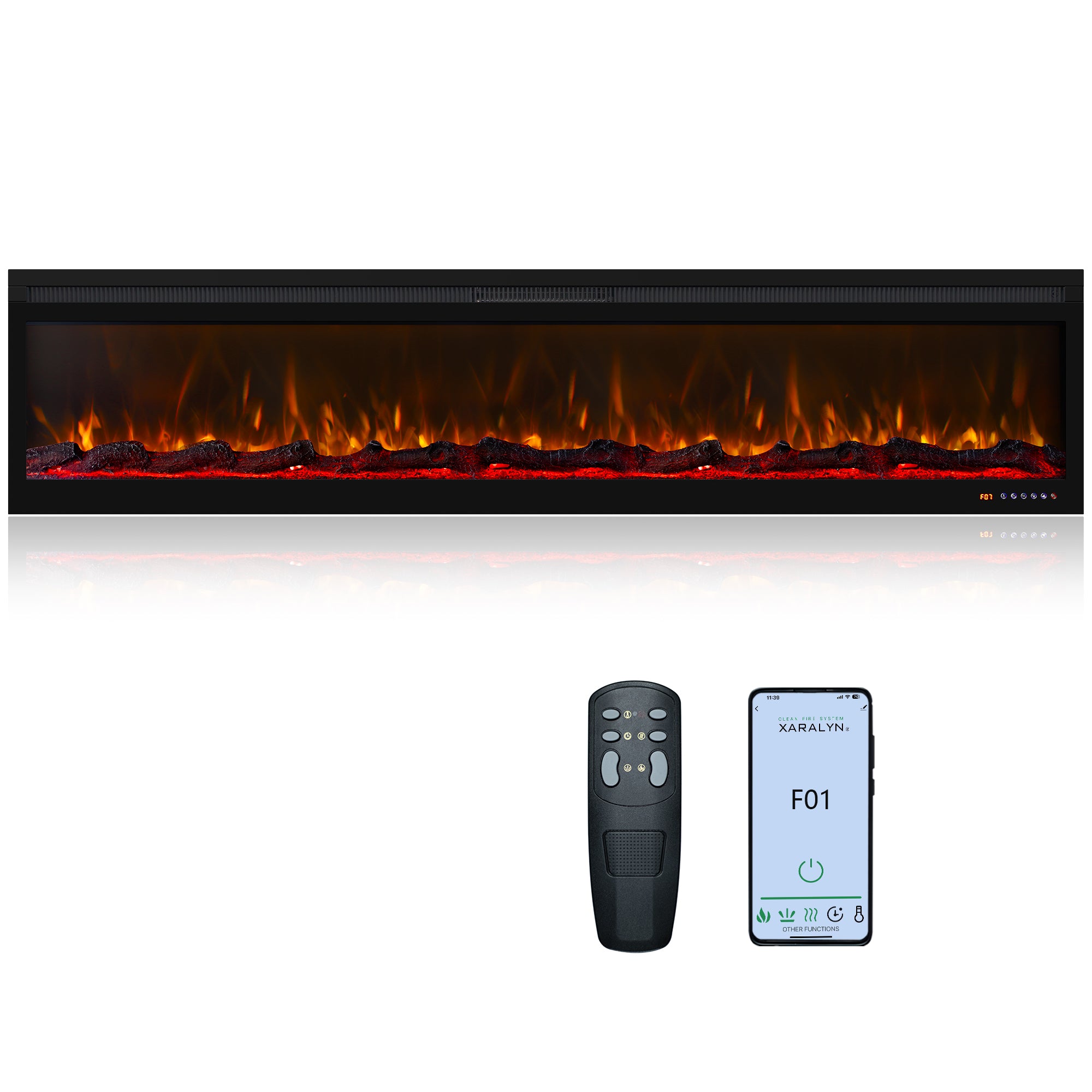 BIR 78" Electric Fireplace, APP & Touch Screen & Remote Control, 13X13 Flame Color Combinations, Timer & Thermostat Fireplace Heater