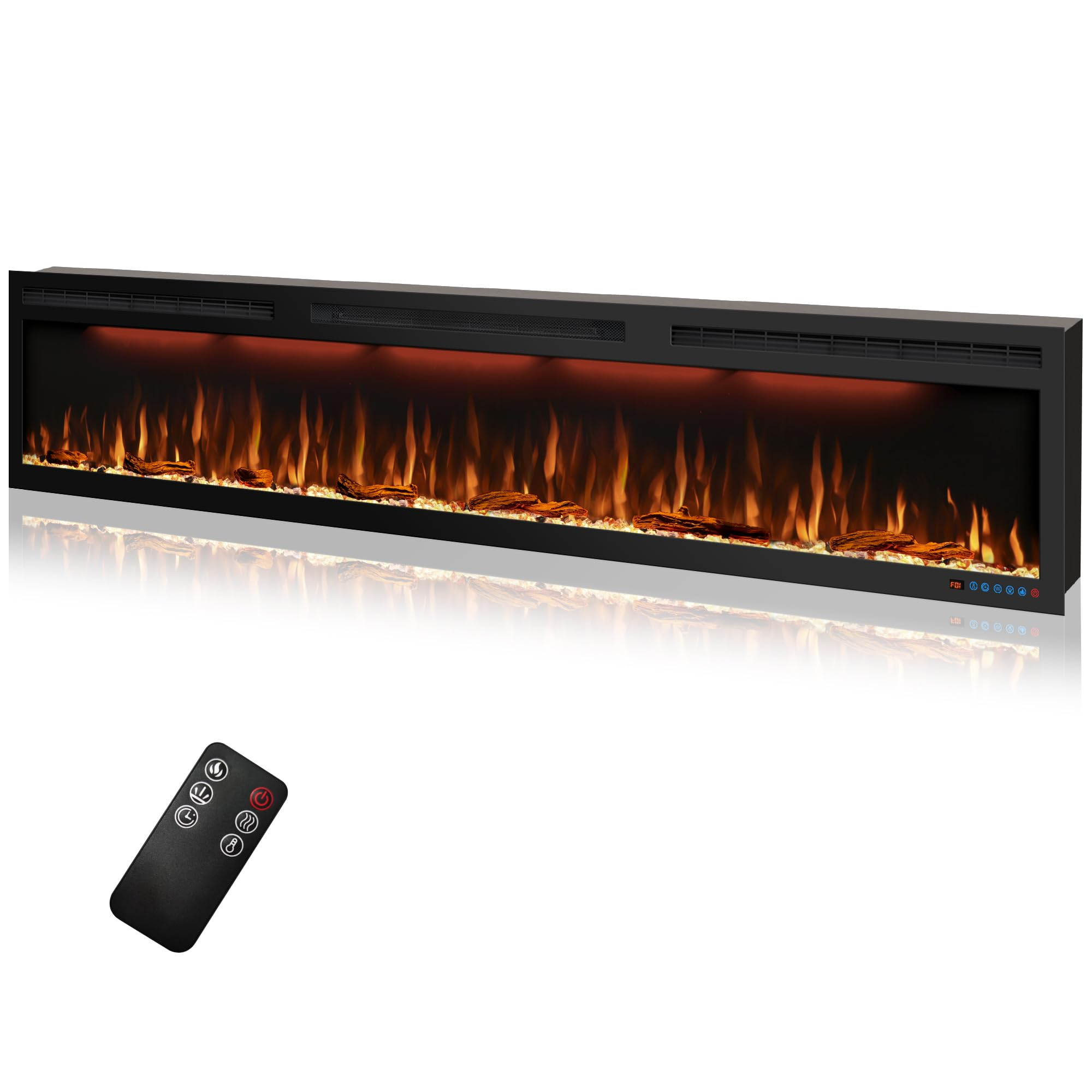 BIG Series 88" Electric Fireplace Insert | Recessed & Wall Mounted Heater with Top Light