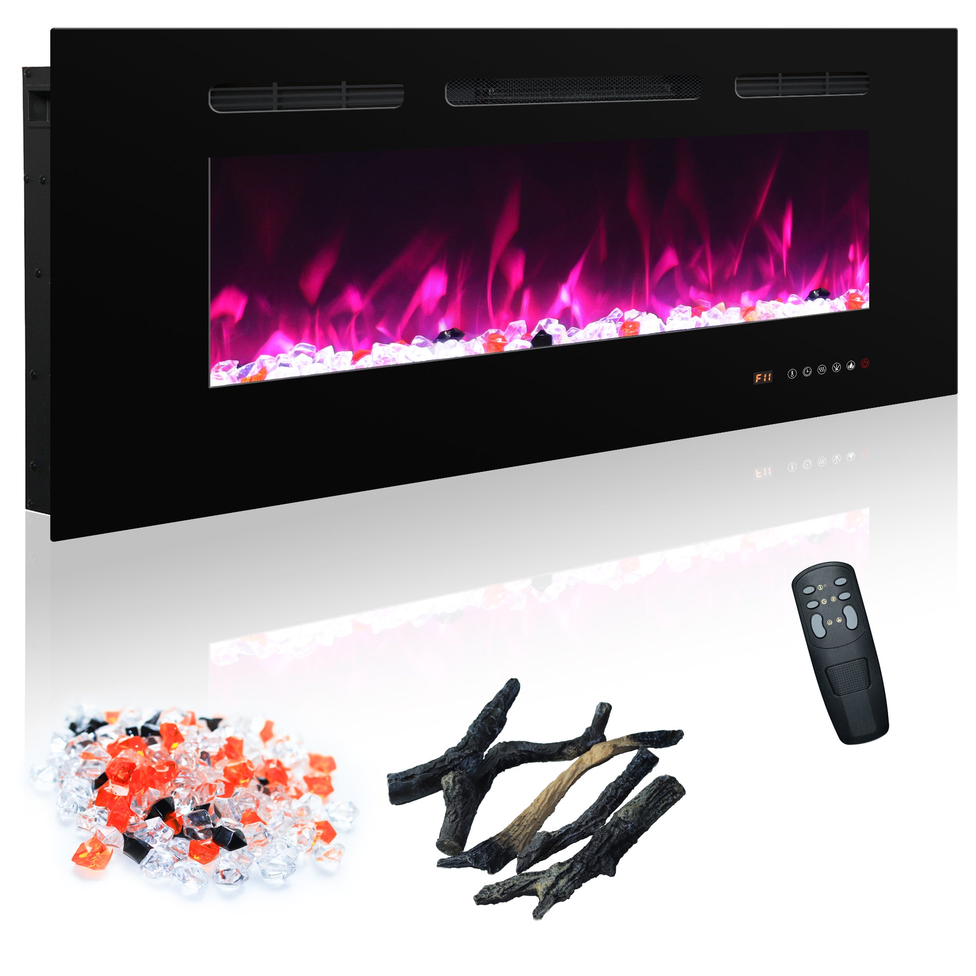EFR 36" Electric Fireplace Wall Recessed and Wall Mounted Inserts Heater&13 Flame Colors