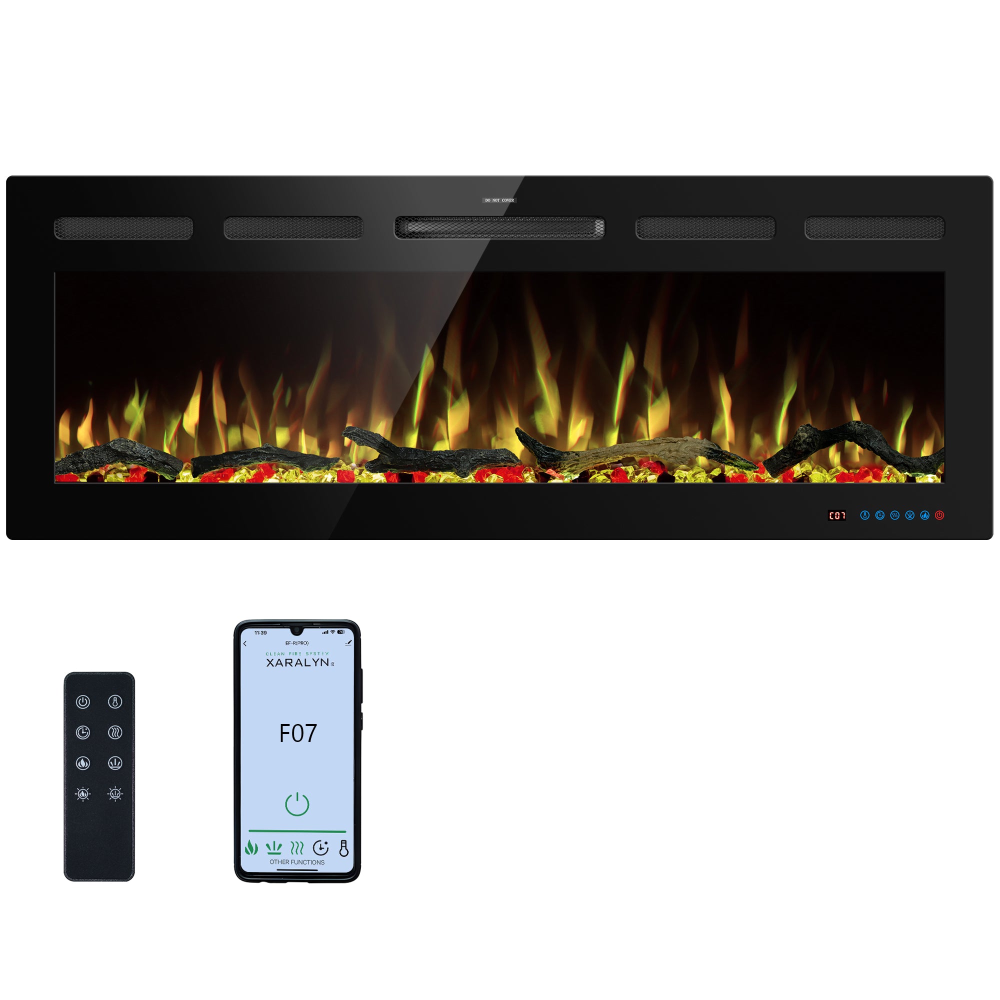 EFRpro 48" Smart Electric Fireplaces Inserts, Remote & Touch Screen & APP Control, Recessed & Wall-Mounted Fireplace Heater