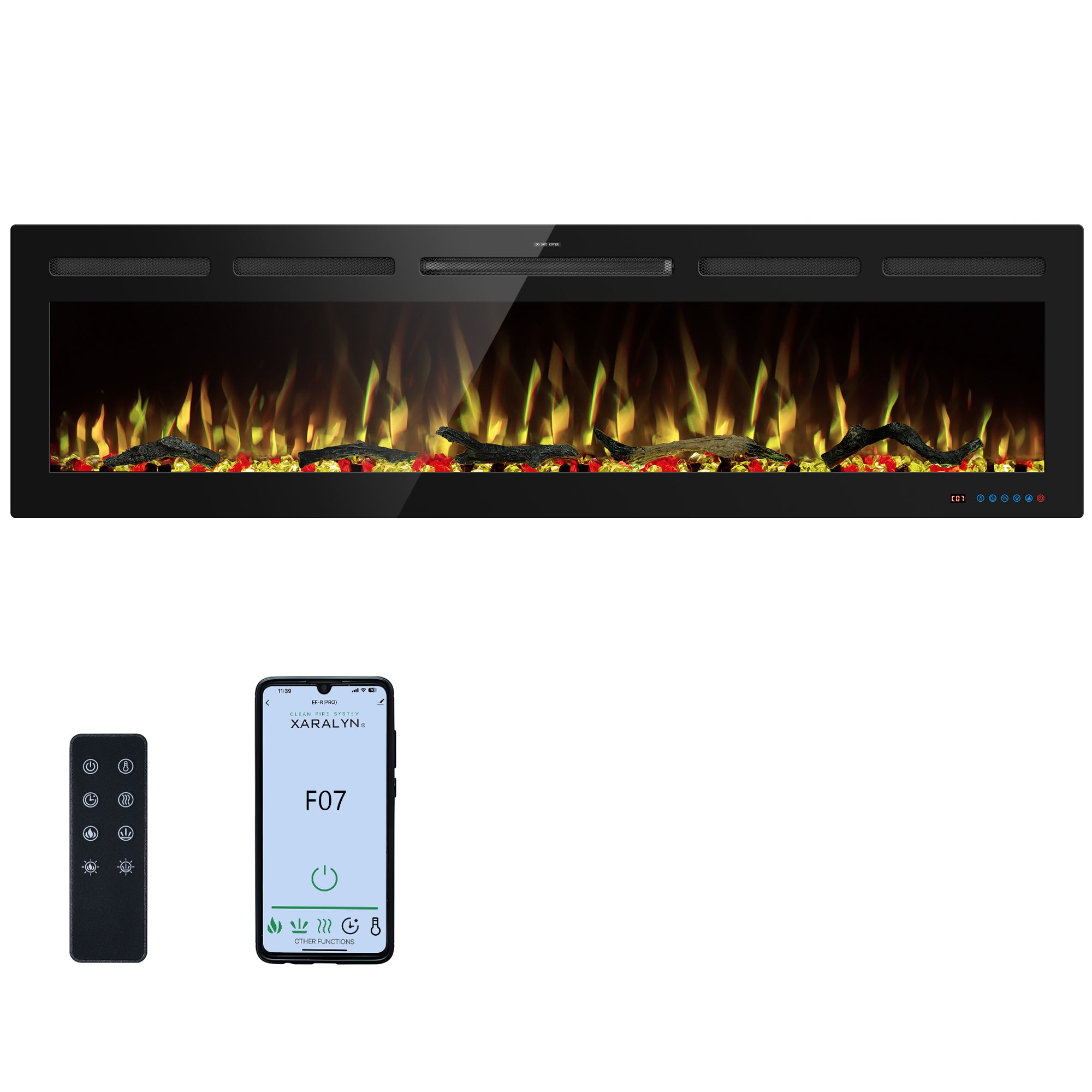 EFRpro 65" Smart Electric Fireplaces Inserts, Remote & Touch Screen & APP Control, Recessed & Wall-Mounted Fireplace Heater