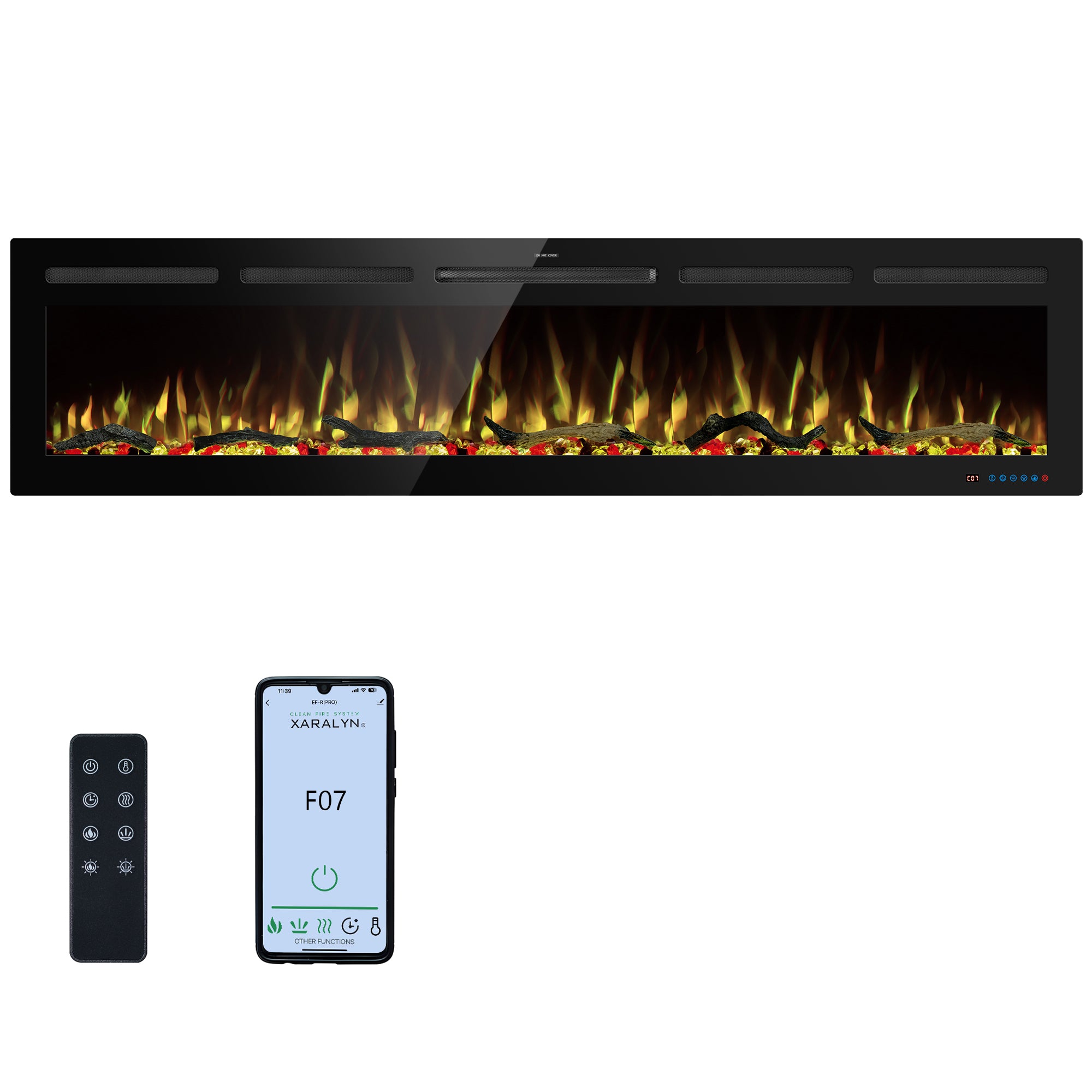 EFRpro 74" Smart Electric Fireplaces Inserts, Remote & Touch Screen & APP Control, Recessed & Wall-Mounted Fireplace Heater