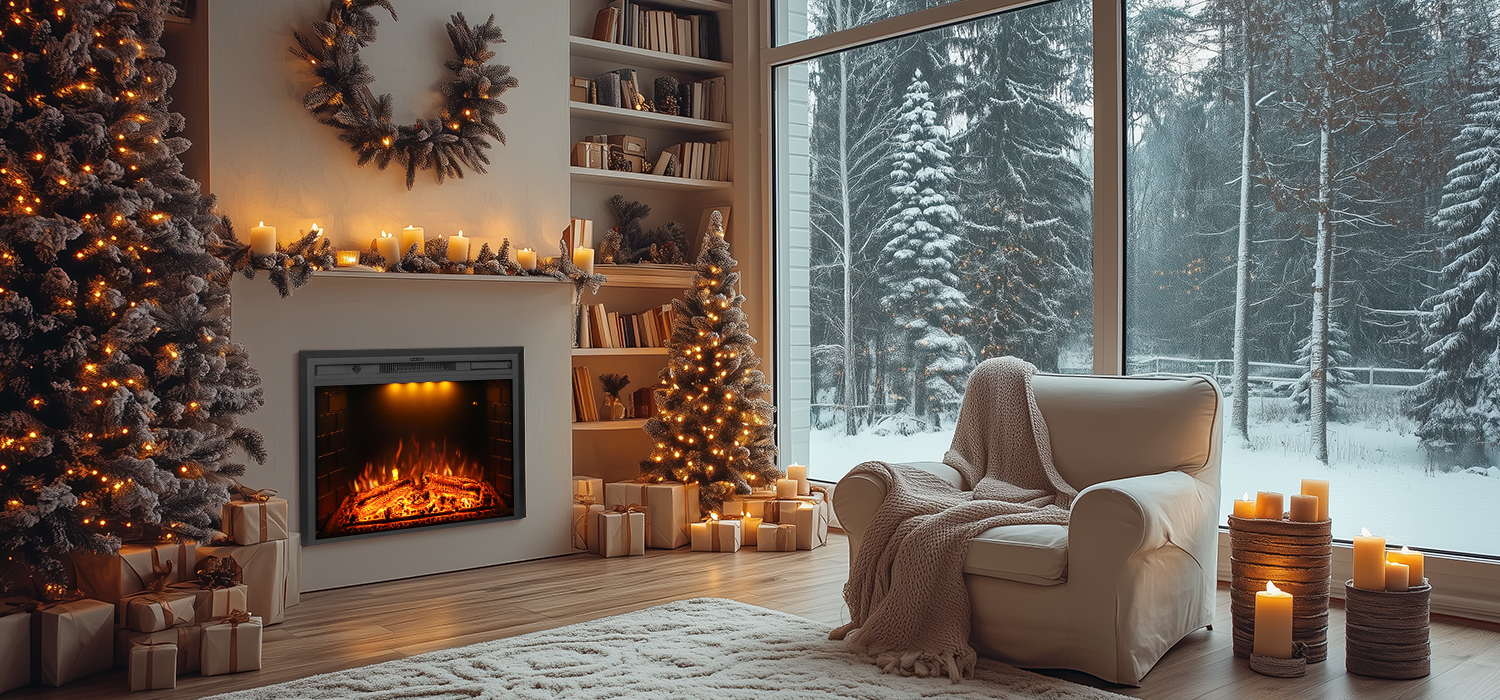 EFT 33" Electric Fireplace Insert with Trim Kit | Fits Max Opening 41"x29" | Realistic Sound & Remote - Detail 1