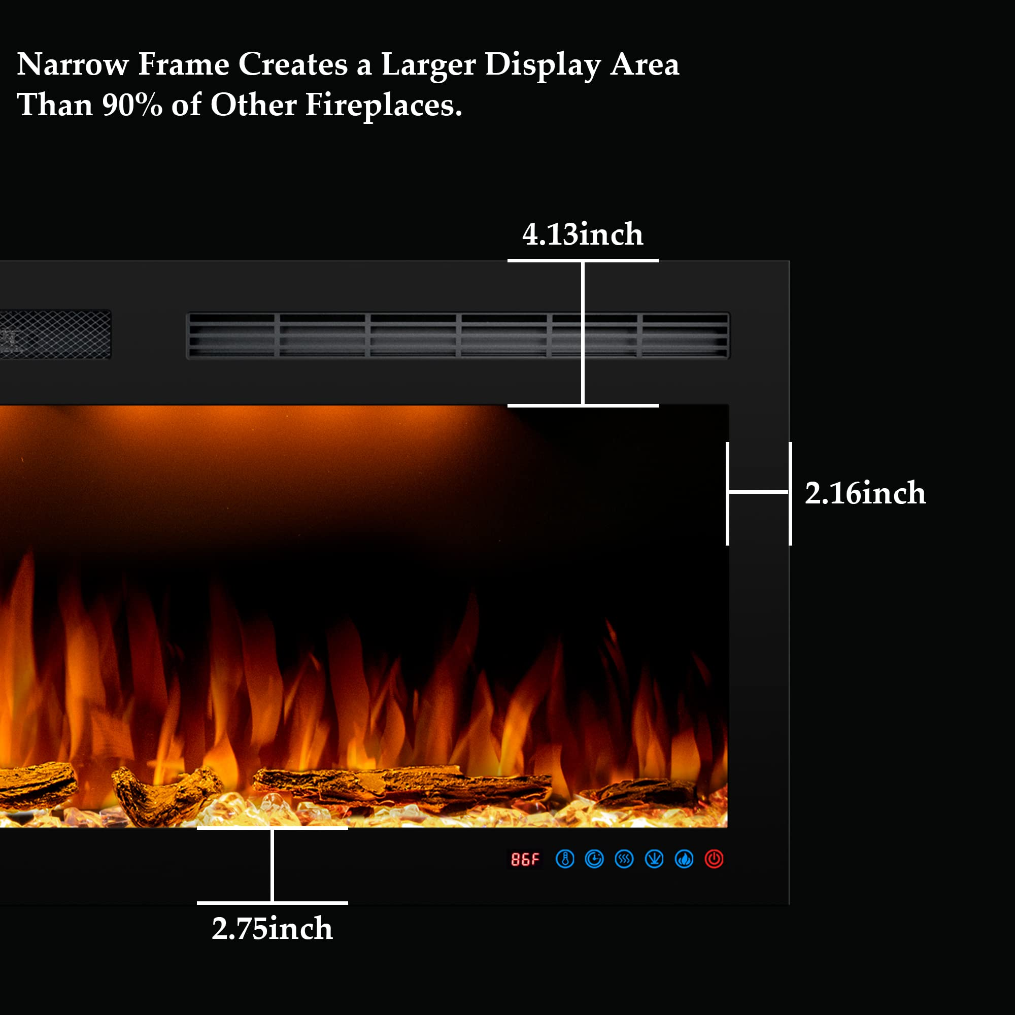 7+ Large Electric Fireplace Insert BIG Series 60" Electric Fireplace Insert | Recessed & Wall Mounted Hea