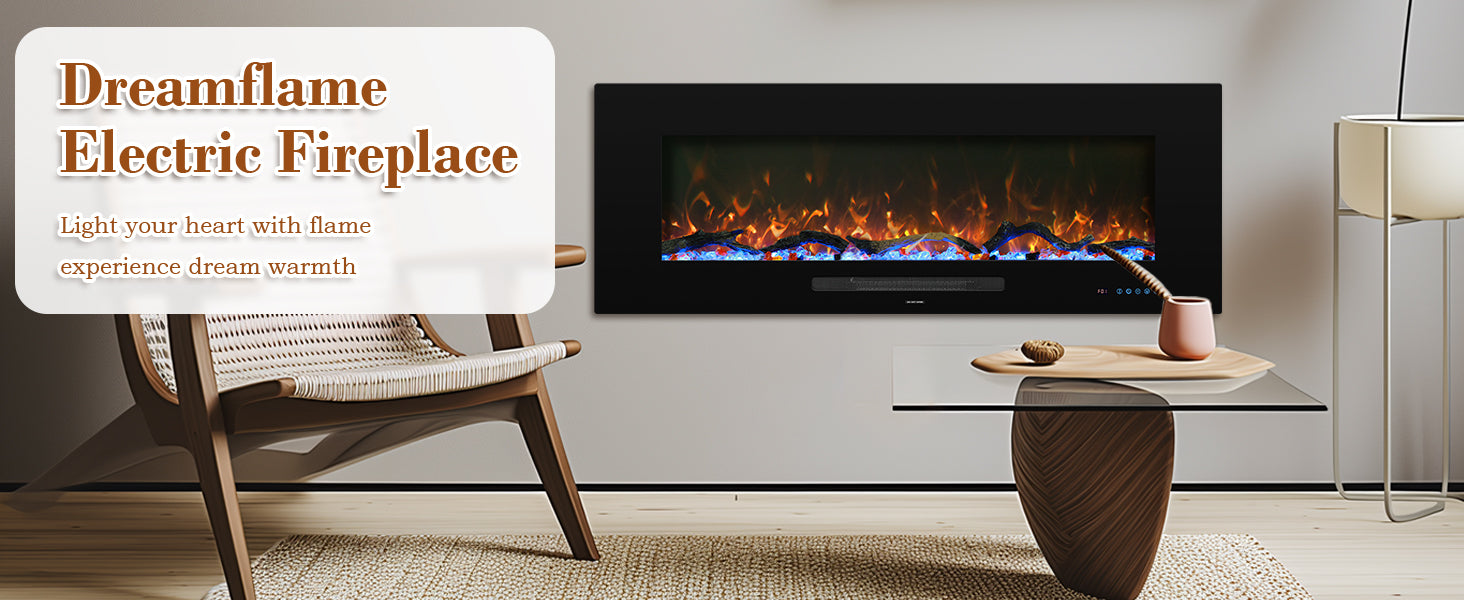 WMDR Series 50" Electric Fireplace | Recessed & Wall Mounted Heater with 13 Flame Colors - Detail 1