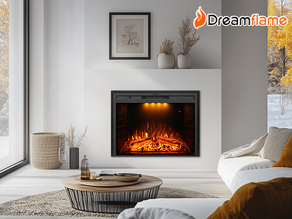 EFT 33" Electric Fireplace Insert with Trim Kit | Fits Max Opening 41"x29" | Realistic Sound & Remote - Detail 2