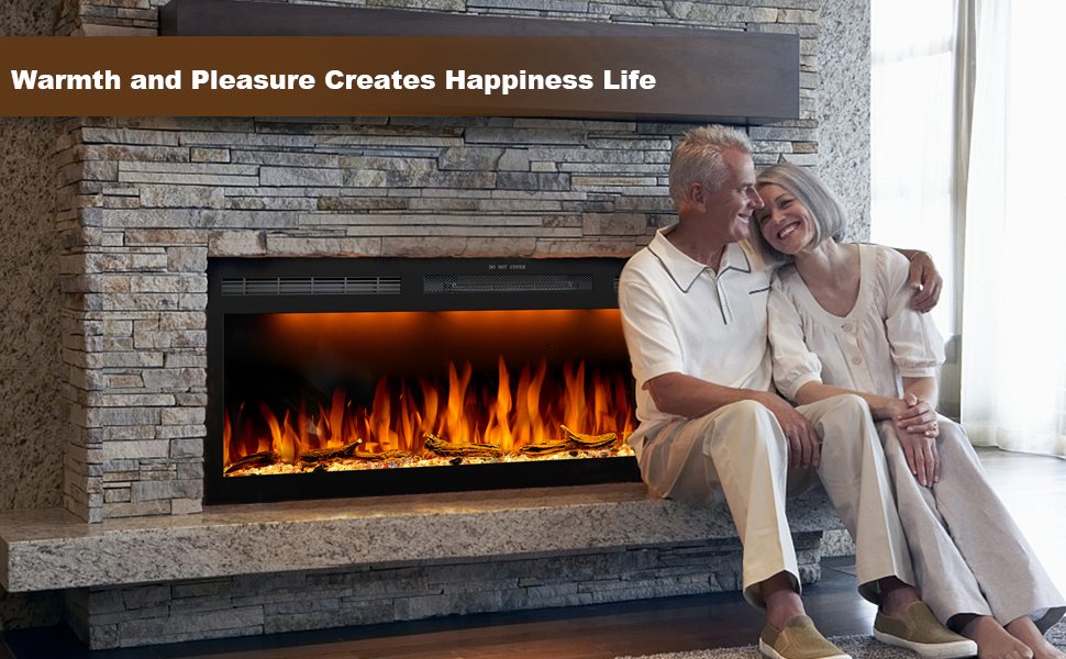BIG Series 60" Electric Fireplace Insert | Recessed & Wall Mounted Heater with Top Light - Detail 3
