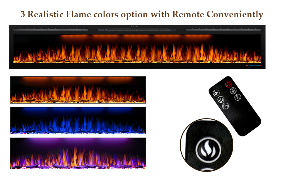 BIG Series 60" Electric Fireplace Insert | Recessed & Wall Mounted Heater with Top Light - Detail 4