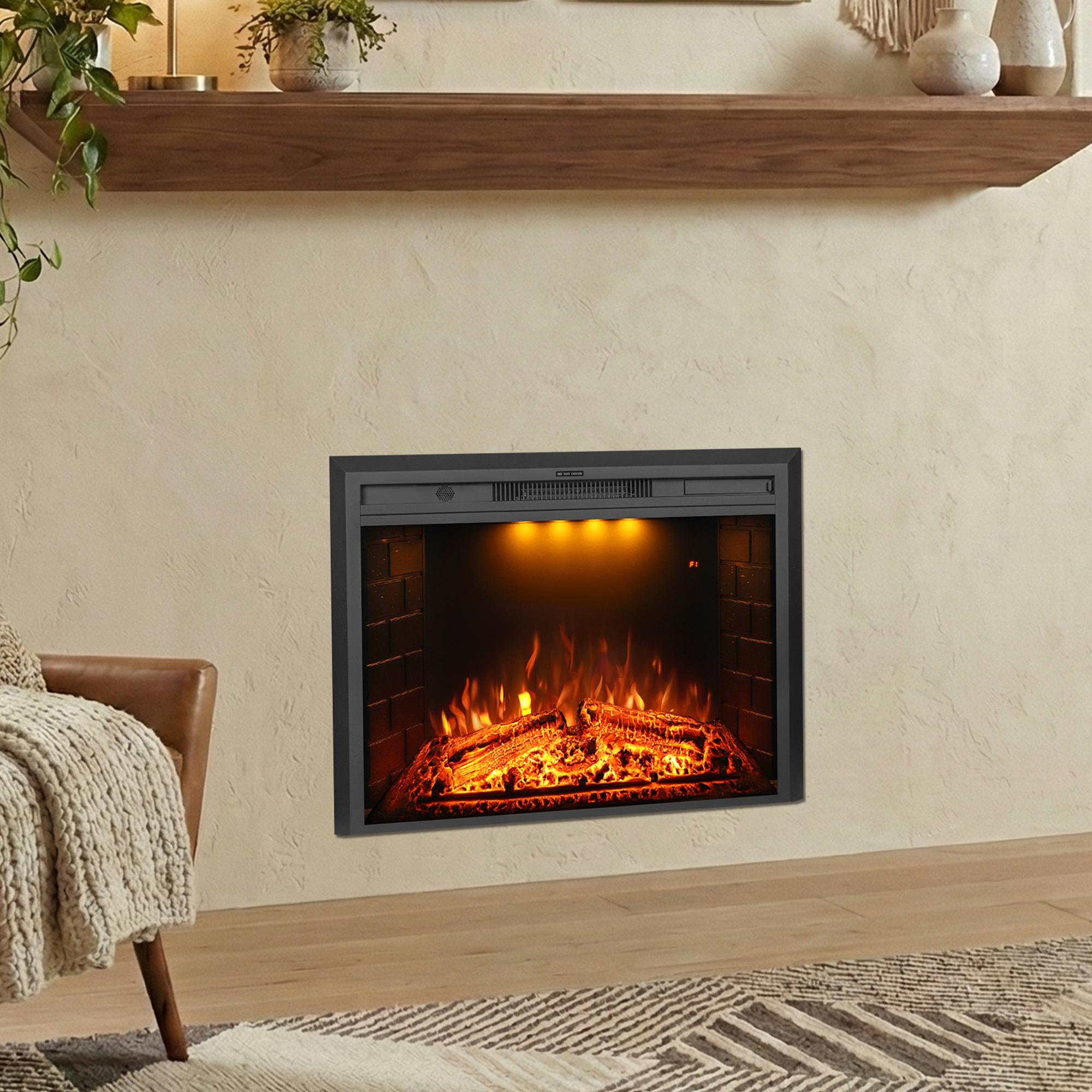 EFT 30" Electric Fireplace Insert with Trim Kit | Fits Max Opening 39"x29" | Realistic Sound & Remote