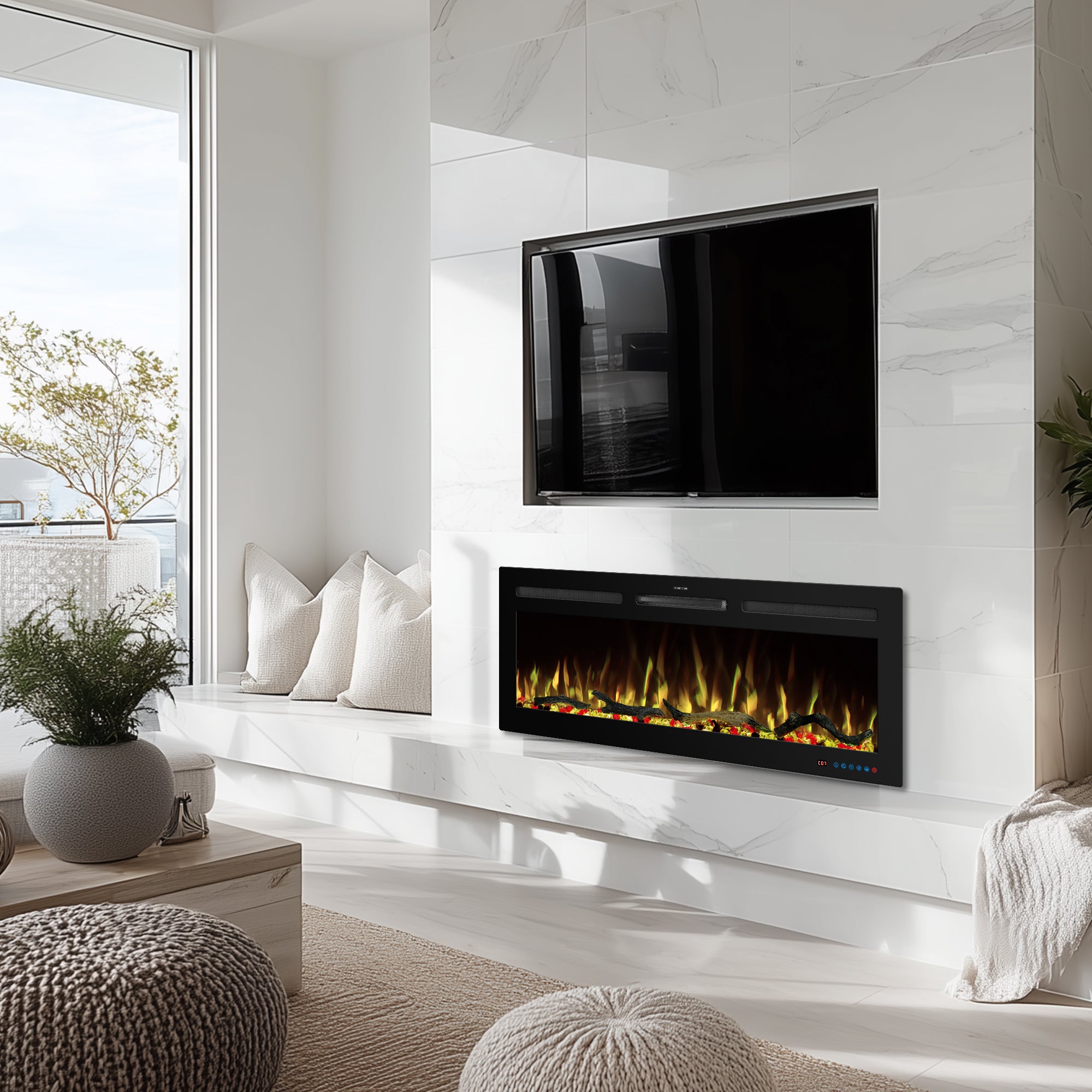EFRpro 45" Smart Electric Fireplaces Inserts, Remote & Touch Screen & APP Control, Recessed & Wall-Mounted Fireplace Heater