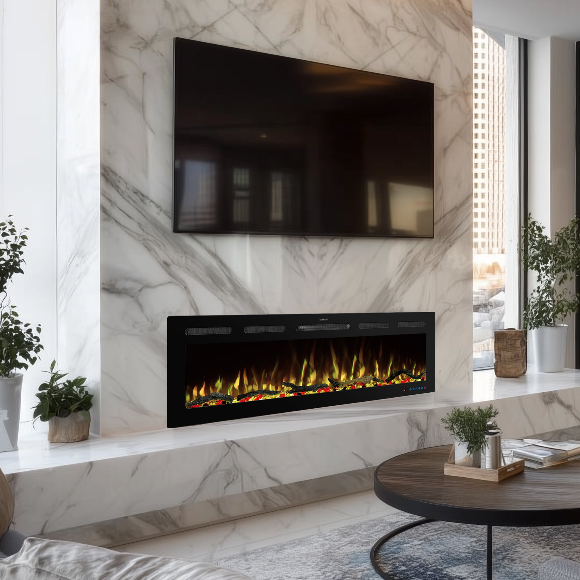 EFRpro 50" Smart Electric Fireplaces Inserts, Remote & Touch Screen & APP Control, Recessed & Wall-Mounted Fireplace Heater