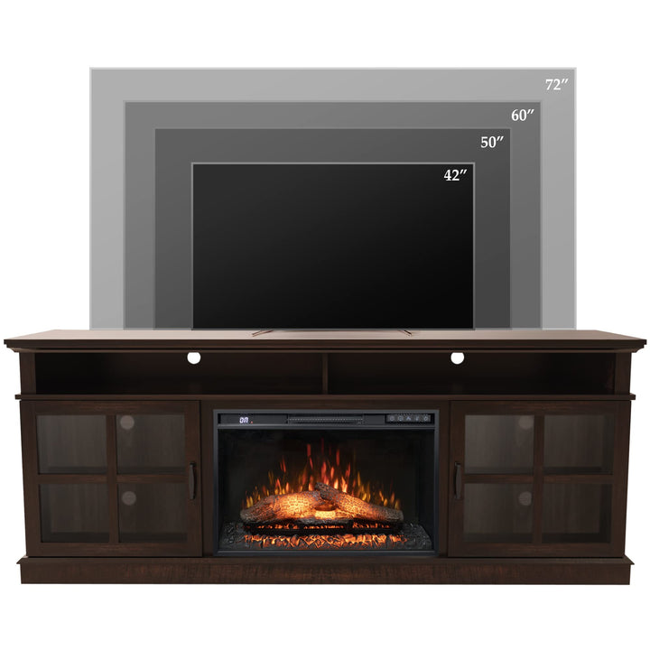 Dreamflame Fireplace TV Stand with 26 inch Electric Fireplace Glass Door(Logs)