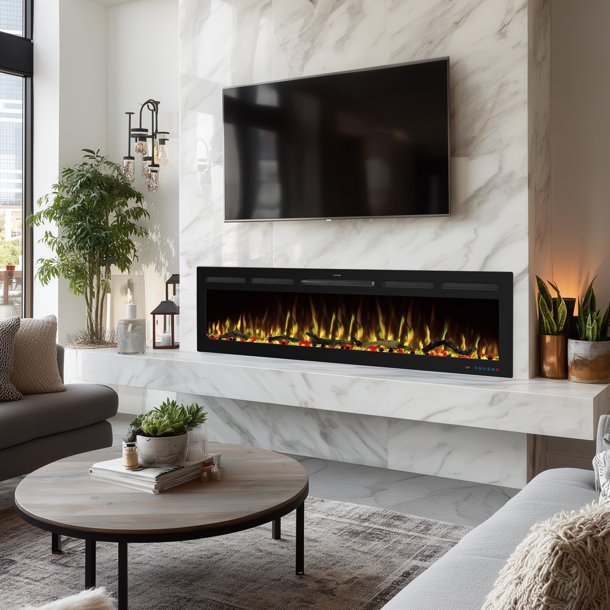 EFRpro 65" Smart Electric Fireplaces Inserts, Remote & Touch Screen & APP Control, Recessed & Wall-Mounted Fireplace Heater