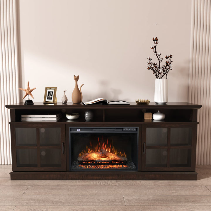 Dreamflame Fireplace TV Stand with 26 inch Electric Fireplace Glass Door(Logs)