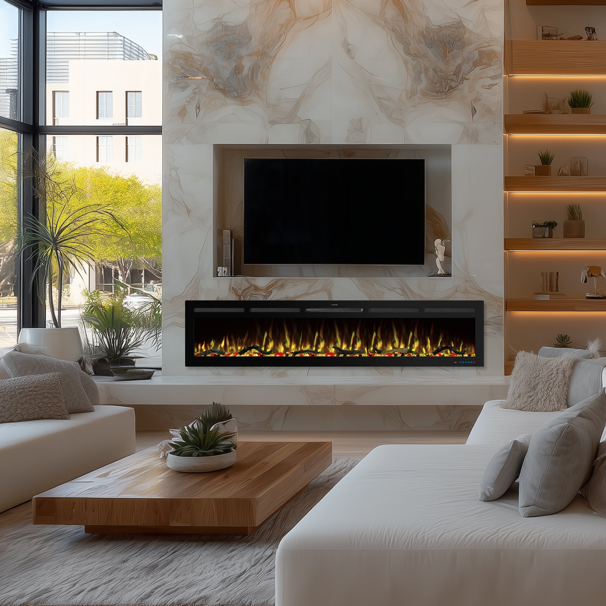 EFRpro 80" Smart Electric Fireplaces Inserts, Remote & Touch Screen & APP Control, Recessed & Wall-Mounted Fireplace Heater