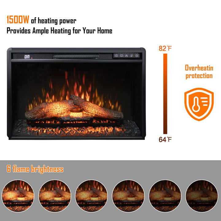 Dreamflame Fireplace TV Stand with 26 inch Electric Fireplace Glass Door(Logs)