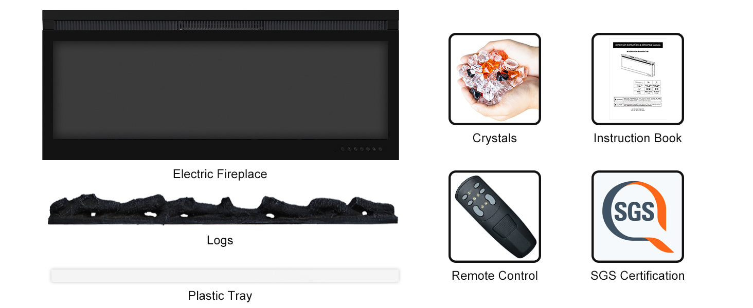 BIR 50" Electric Fireplace, APP & Touch Screen & Remote Control, 13X13 Flame Color Combinations, Timer & Thermostat Fireplace Heater - Detail 4