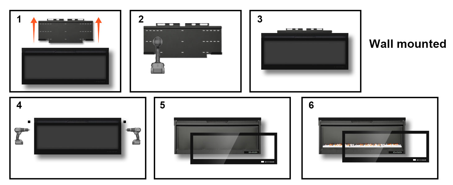 BIR 50" Electric Fireplace, APP & Touch Screen & Remote Control, 13X13 Flame Color Combinations, Timer & Thermostat Fireplace Heater - Detail 5