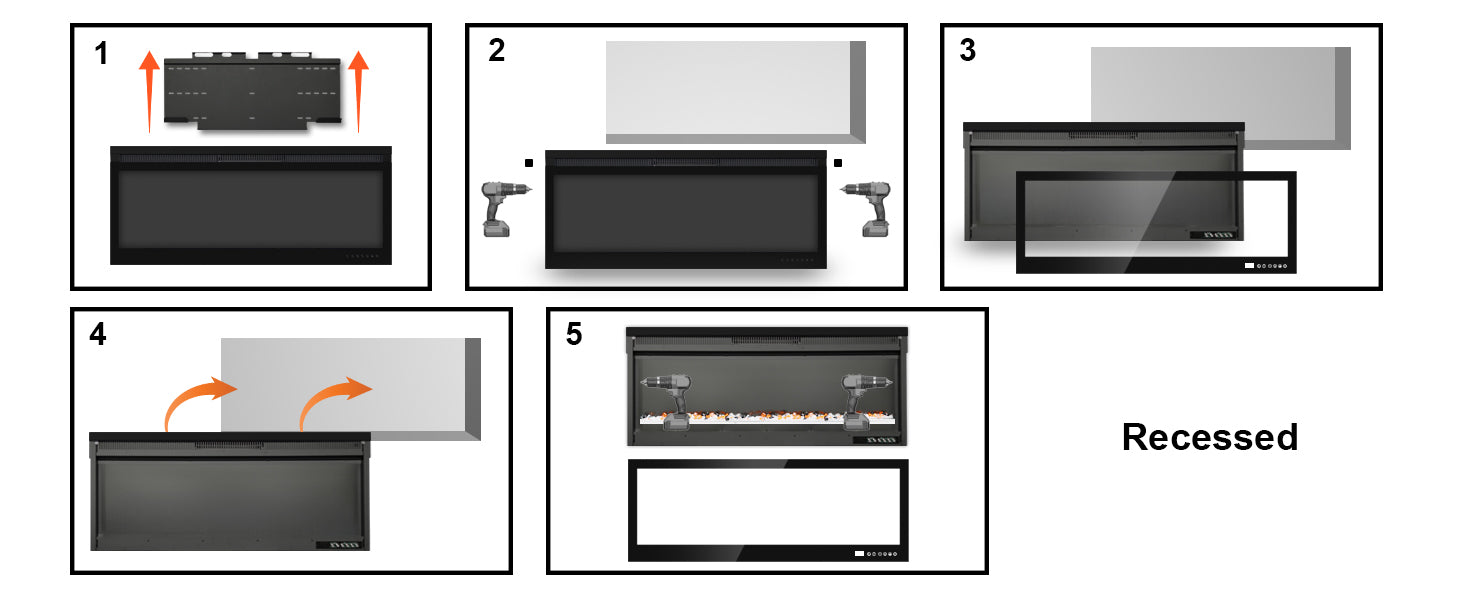 BIR 50" Electric Fireplace, APP & Touch Screen & Remote Control, 13X13 Flame Color Combinations, Timer & Thermostat Fireplace Heater - Detail 6