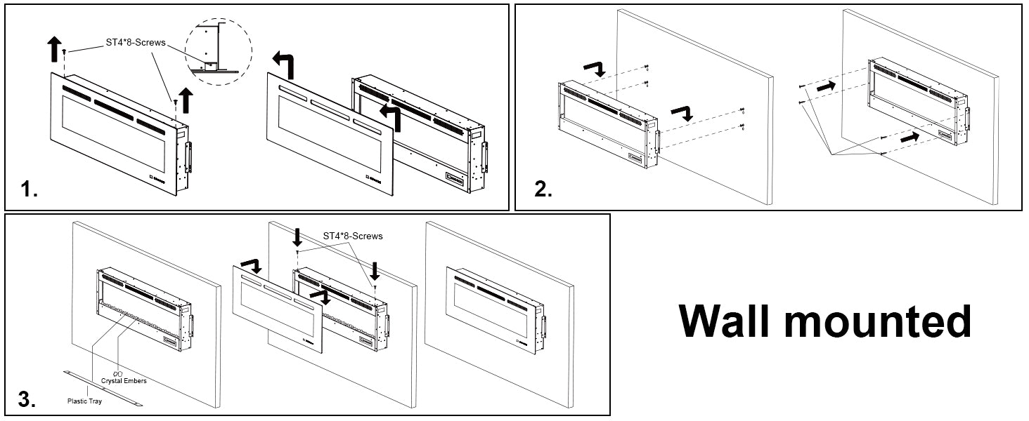 EFR 30" Electric Fireplace Wall Recessed and Wall Mounted Inserts Heater&13 Flame Colors - Detail 4