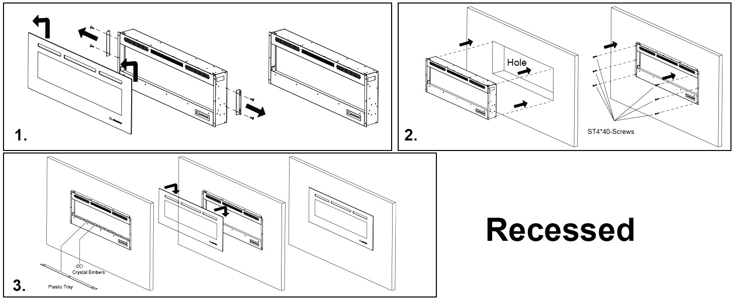 EFR 30" Electric Fireplace Wall Recessed and Wall Mounted Inserts Heater&13 Flame Colors - Detail 5