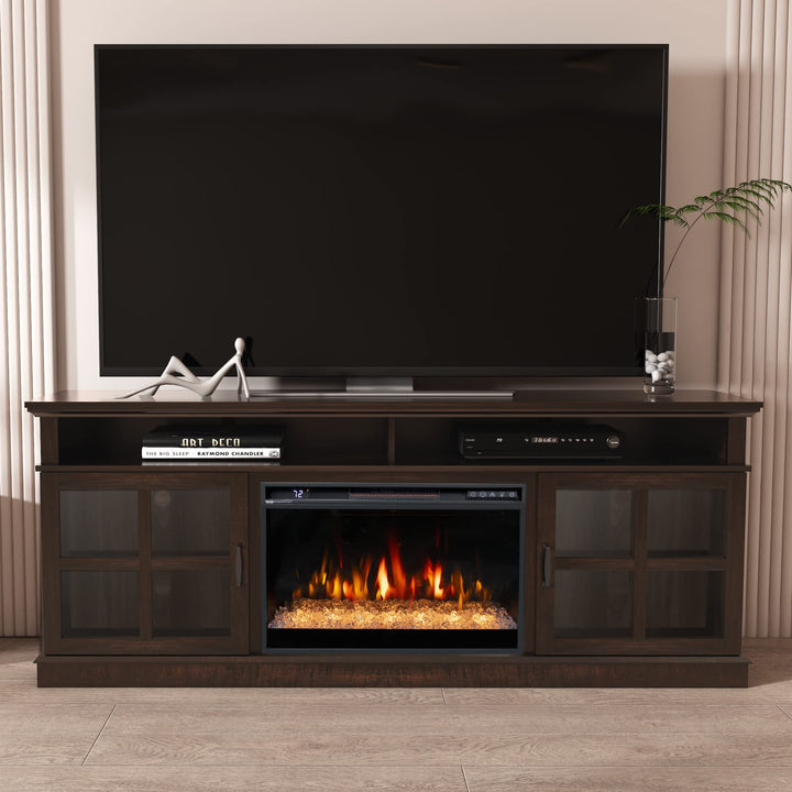 Dreamflame Fireplace TV Stand with 26 inch Electric Fireplace Glass Door(Crystal)