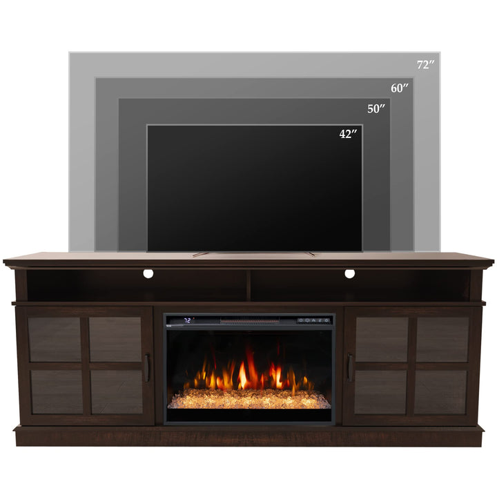 Dreamflame Fireplace TV Stand with 26 inch Electric Fireplace Glass Door(Crystal)
