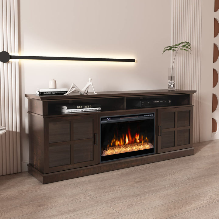 Dreamflame Fireplace TV Stand with 26 inch Electric Fireplace Glass Door(Crystal)