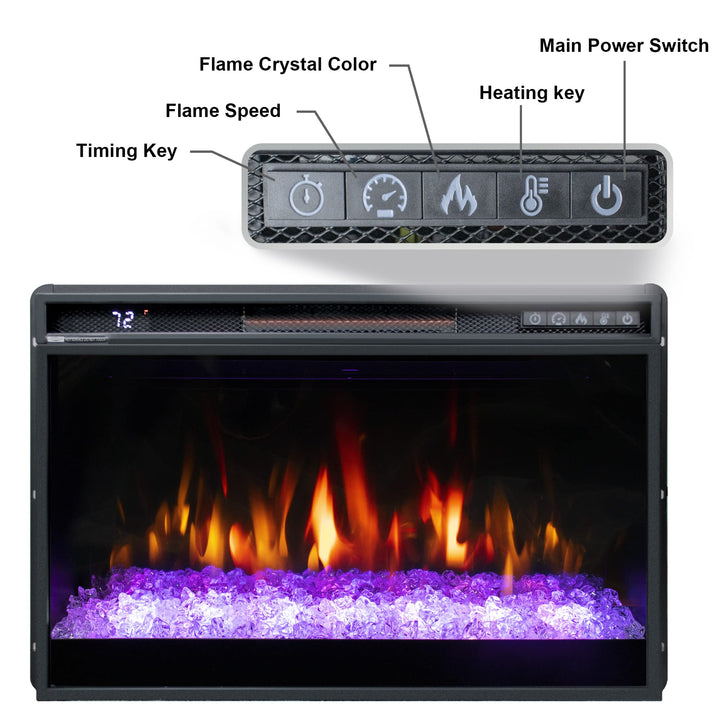 Dreamflame Fireplace TV Stand with 26 inch Electric Fireplace Glass Door(Crystal)