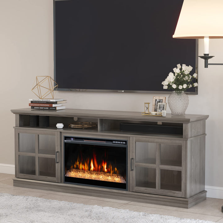 Dreamflame Fireplace TV Stand with 26 inch Electric Fireplace Glass Door(Crystal)