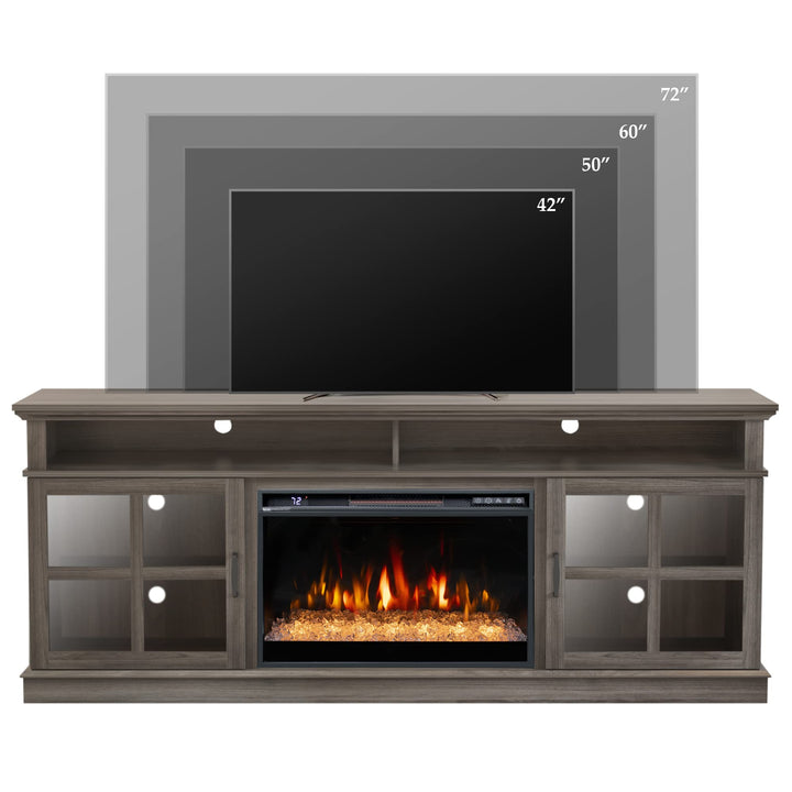 Dreamflame Fireplace TV Stand with 26 inch Electric Fireplace Glass Door(Crystal)
