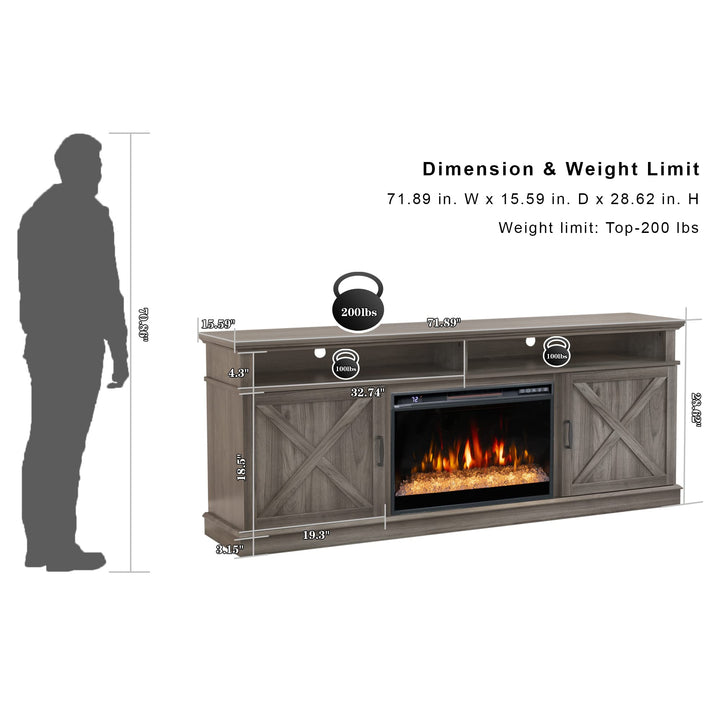 Dreamflame Fireplace TV Stand with 26 inch Electric Fireplace (Crystal)