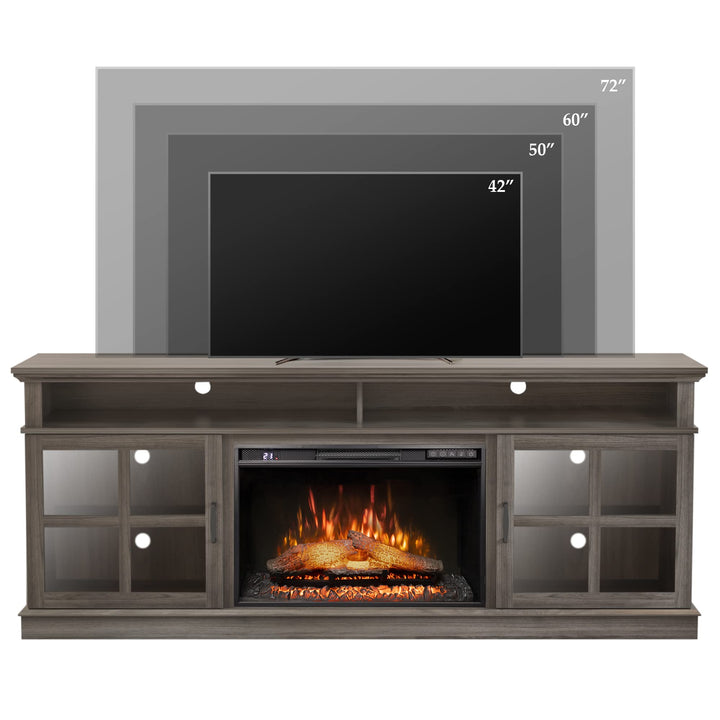 Dreamflame Fireplace TV Stand with 26 inch Electric Fireplace Glass Door(Logs)
