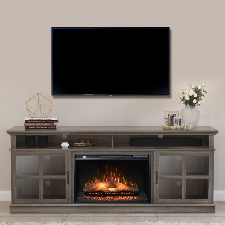 Dreamflame Fireplace TV Stand with 26 inch Electric Fireplace Glass Door(Logs)