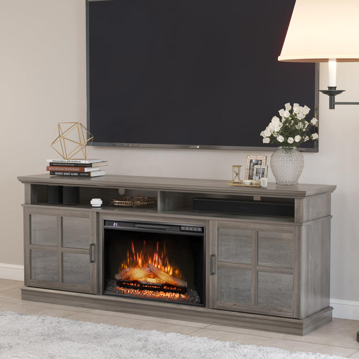 Dreamflame Fireplace TV Stand with 26 inch Electric Fireplace Glass Door(Logs)