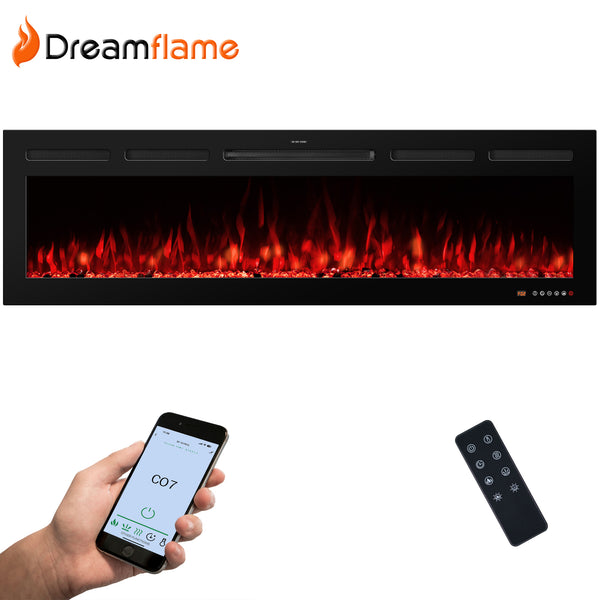 Dreamflame Smart Electric Fireplaces Inserts, Remote & Touch Screen & APP Control, Recessed & Wall-Mounted Fireplace Heater-EFRPRO