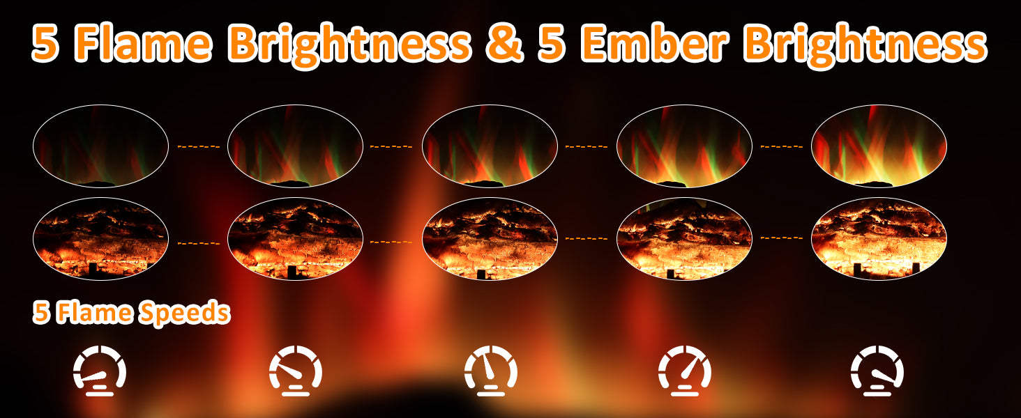 TL 23" Freestanding Electric Fireplace Log Set - Realistic Flame, 6 Colors, 5 Speeds & Timer - Detail 3