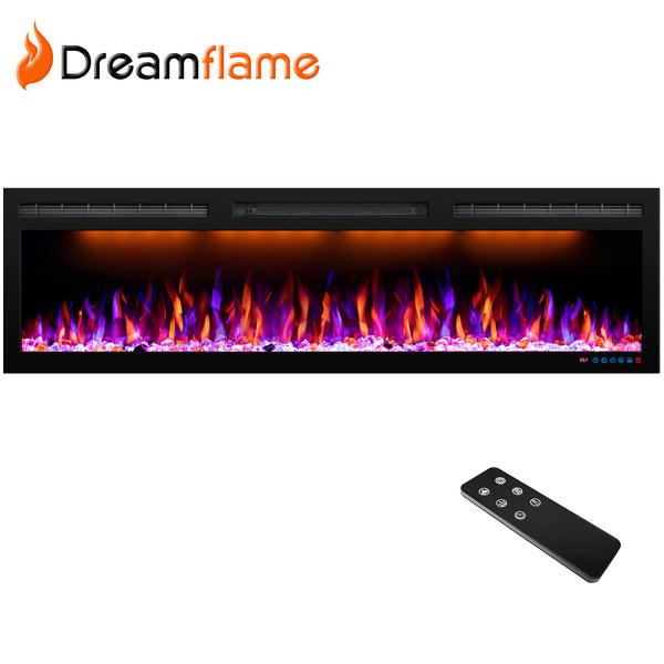 Dreamflame Electric Fireplace Inserts Recessed/Wall Mounted with Top Light&Wide Screen&Ultra-Narrow Frame-BIG