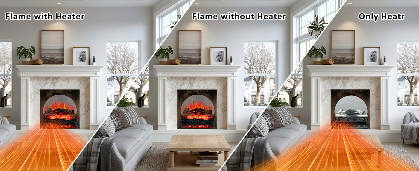 TL 23" Freestanding Electric Fireplace Log Set - Realistic Flame, 6 Colors, 5 Speeds & Timer - Detail 4