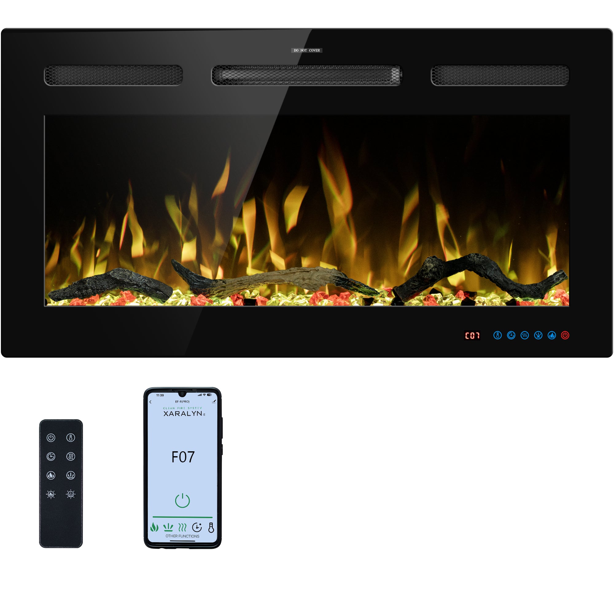 EFRpro 33" Smart Electric Fireplaces Inserts, Remote & Touch Screen & APP Control, Recessed & Wall-Mounted Fireplace Heater