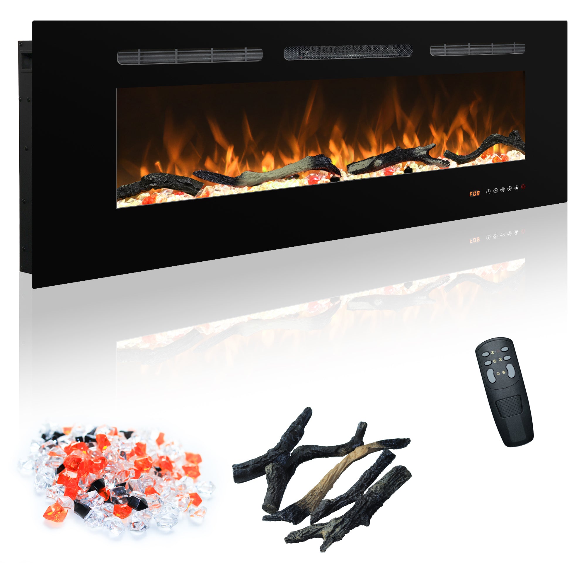 EFR 42" Electric Fireplace Wall Recessed and Wall Mounted Inserts Heater&13 Flame Colors