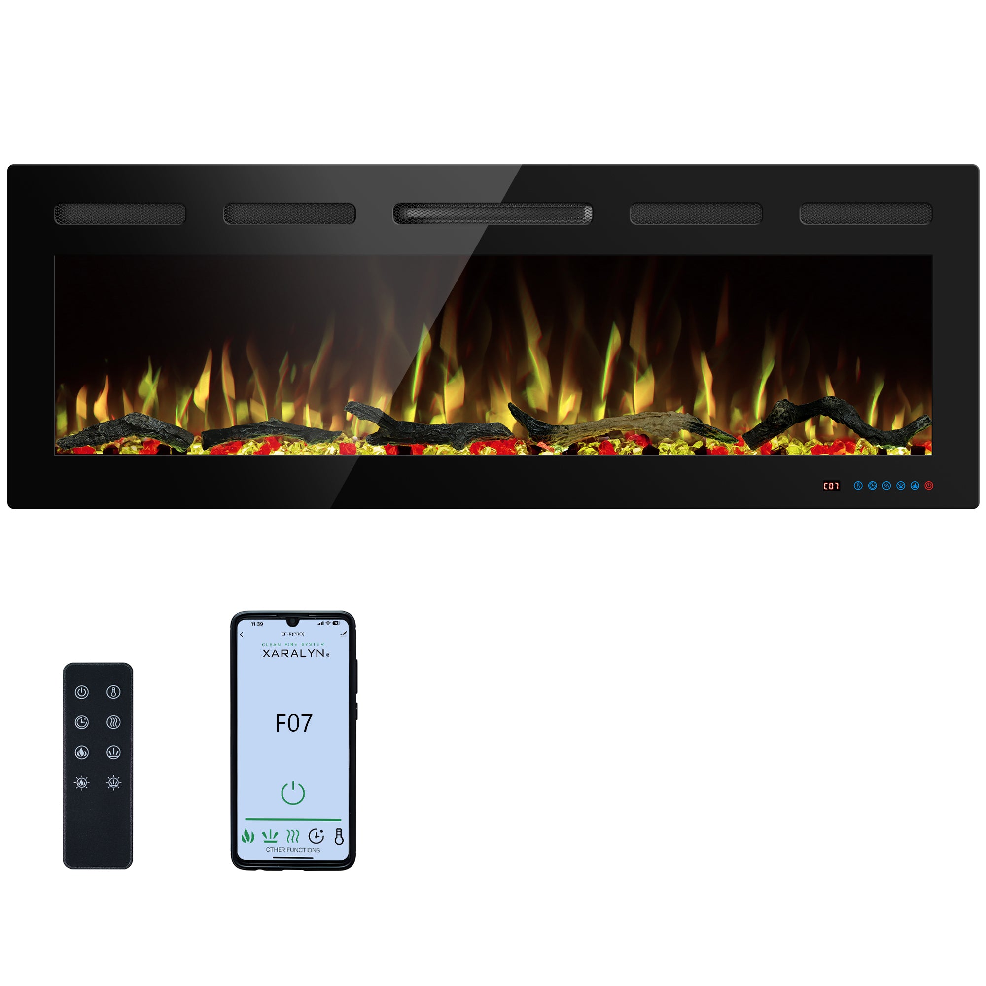 EFRpro 50" Smart Electric Fireplaces Inserts, Remote & Touch Screen & APP Control, Recessed & Wall-Mounted Fireplace Heater