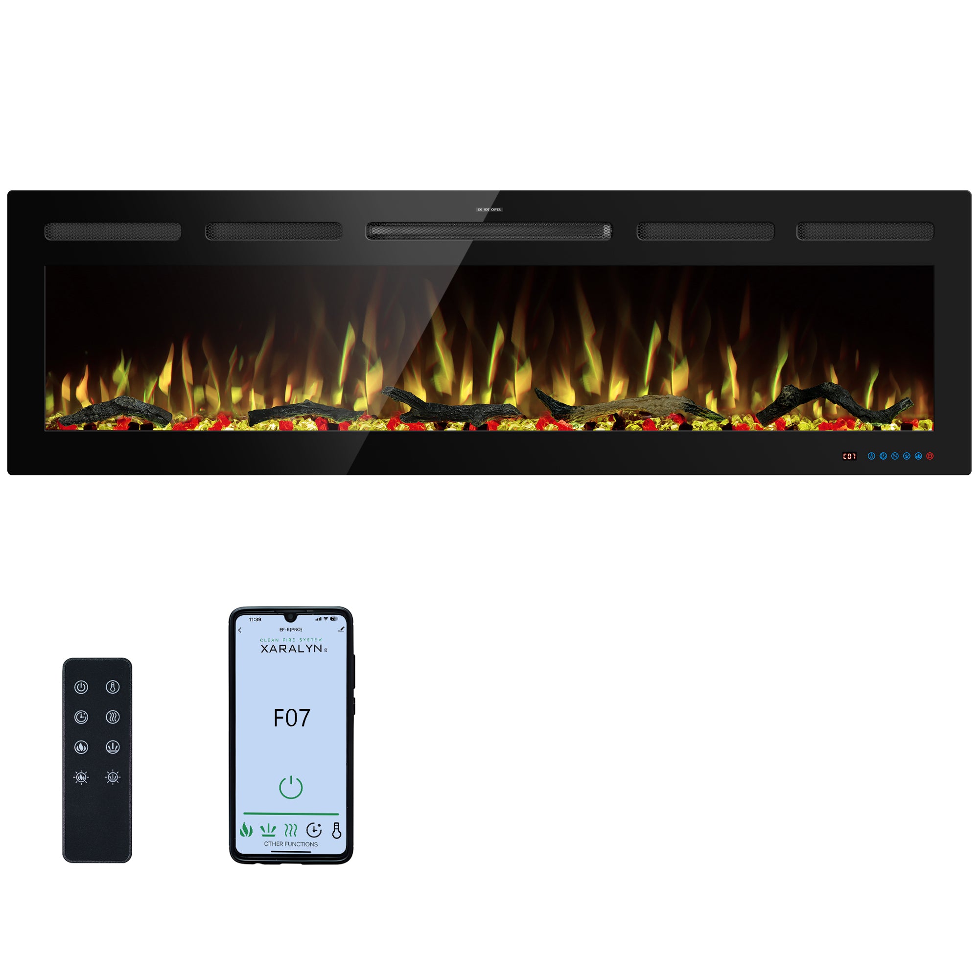 EFRpro 60" Smart Electric Fireplaces Inserts, Remote & Touch Screen & APP Control, Recessed & Wall-Mounted Fireplace Heater