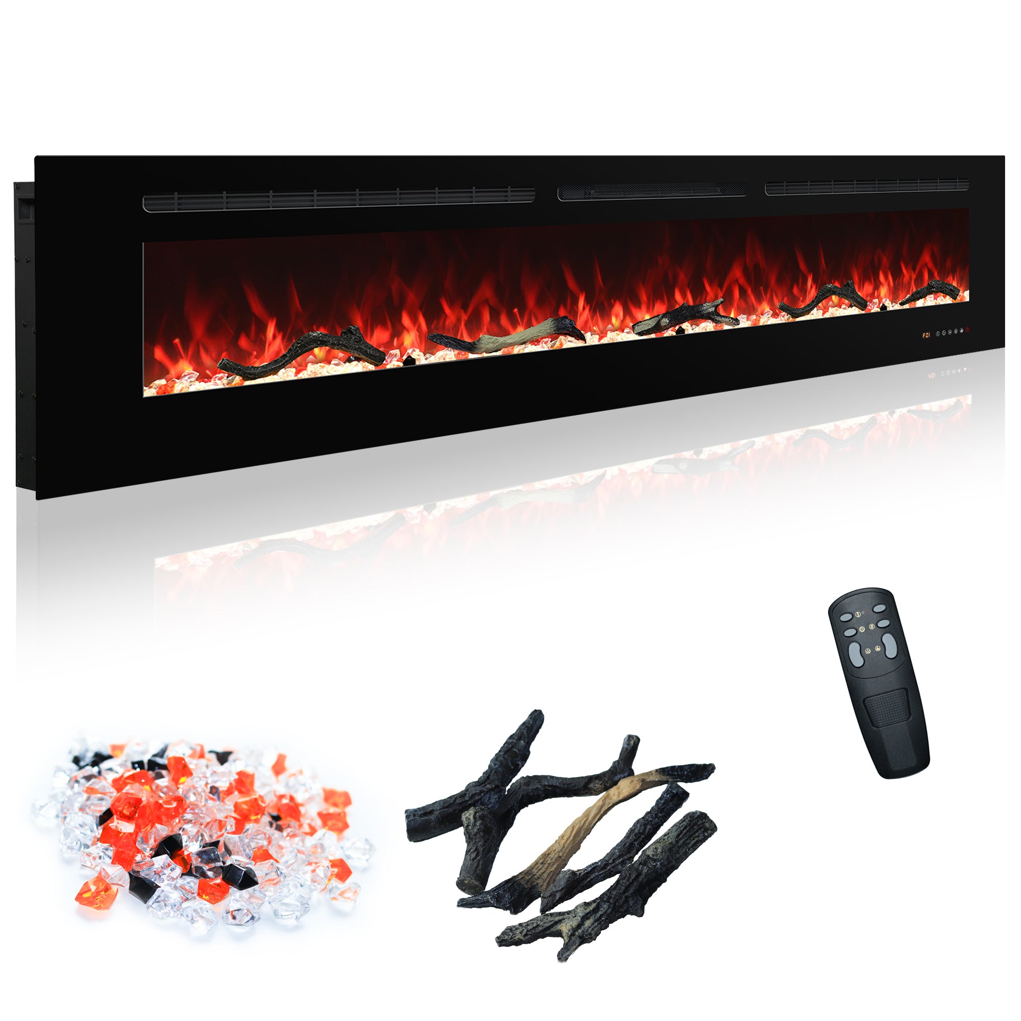 EFR 72" Electric Fireplace Wall Recessed and Wall Mounted Inserts Heater&13 Flame Colors